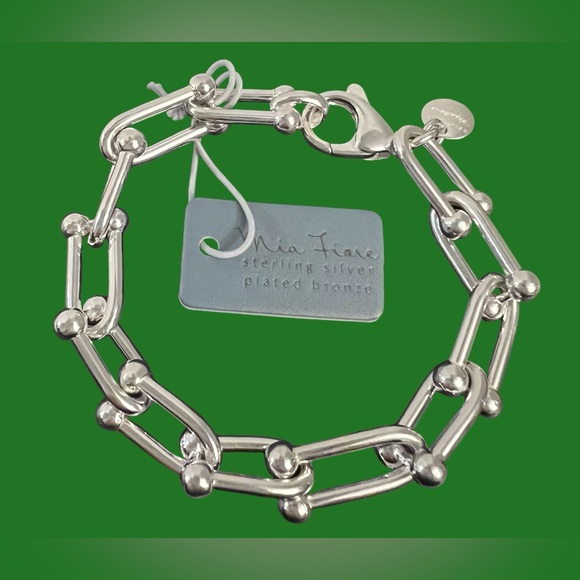 MIA Fiore Sterling Silver Plated Bronze U Link Italy Bracelet New - Picture 2 of 16